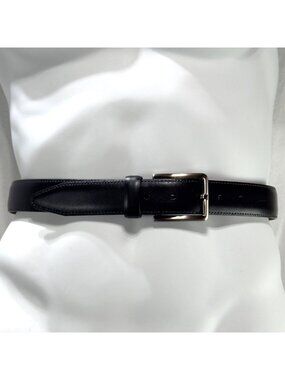 Johnston Murphy Men’s Dress Belt Black Leather Silver-Tone Buckle Size 38